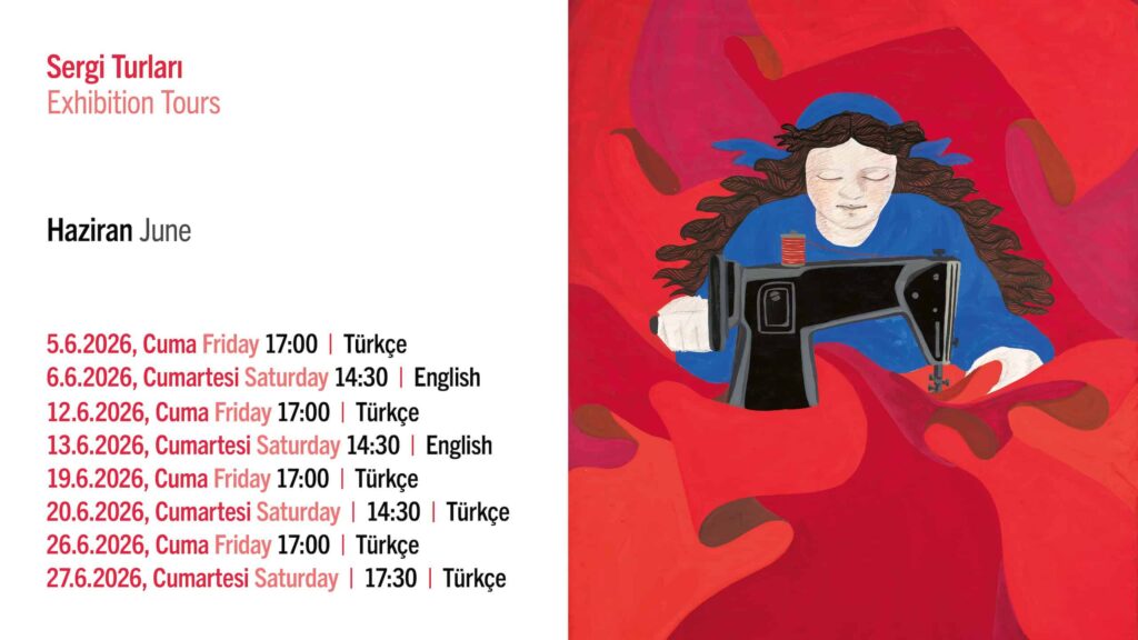 Beyaz üzerine siyah ve kırmızı harflerle bir çizim